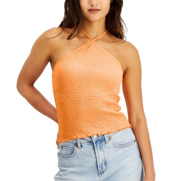NWT Tangerine Crave Fame Juniors Smocked Halter Top Size XS - Picture 1 of 9
